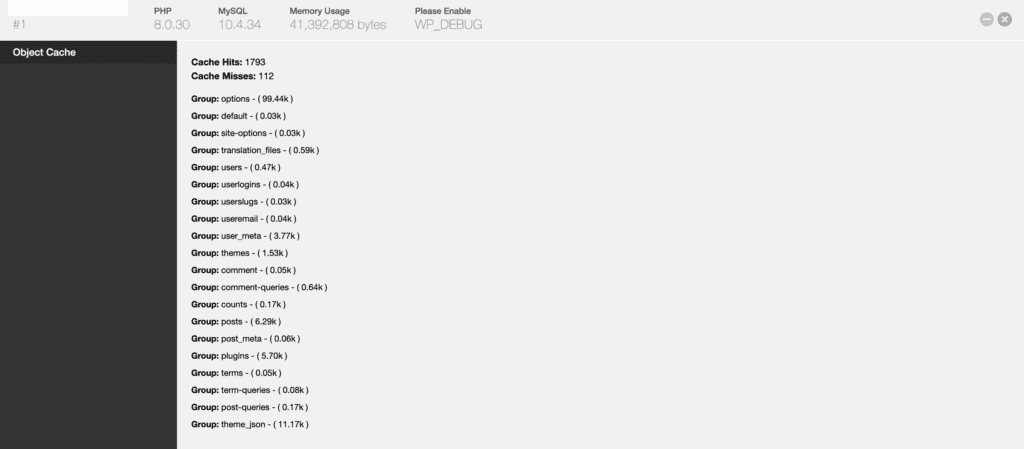 Debug bar interface